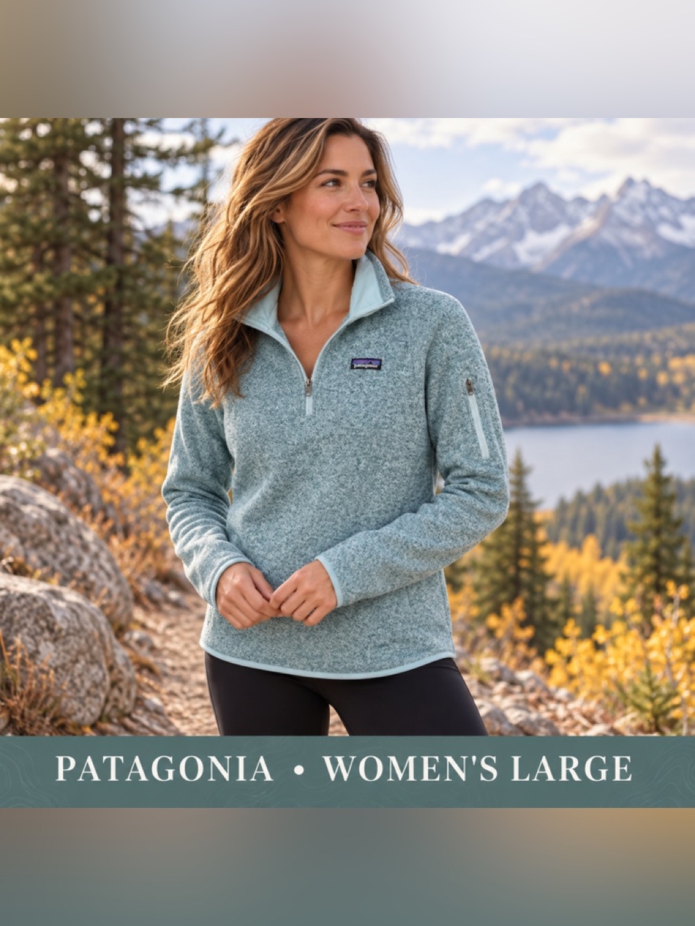 Patagonia Women's Heathered Aqua Quarter-Zip Fleece Pullover